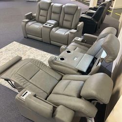 Ashley Gray Power Reclining Living Room Set Sofa And Loveseat 