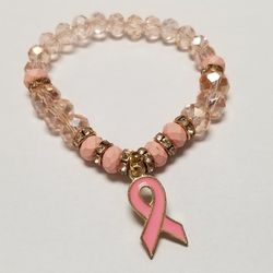 Pink Cancer Awareness Beaded Braclet