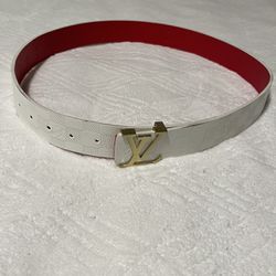 LV Initiales 40 mm White/Red Reversible Belt