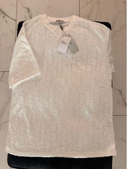 Dior Oblique Relaxed-Fit T-Shirt Mens Off-White Terry Cotton Jacquard embroidered