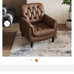Brand New Tufted Accent Brown Arm Chair