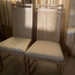 (2) Light Wood Chairs with New Cushions