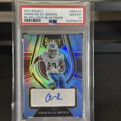 NFL Amon-Ra St. Brown Light Blue Prizm /49 RC PSA 10🔥