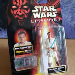 1998 Star Wars Obi-Wan Kenobi Jedi Duel Ep. I TPM CommTech Action Figure