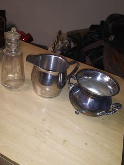 Antique Glass and stainless steel coffee or tea pots