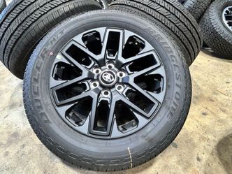 INSTALL 4 OEM Takeoff 2026 Toyota Sequoia Tundra Black Rims Bridgestone 265/60R20
