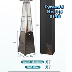😀 Patio Heater, Outdoor Pyramid Patio Heater with Cover and Wheels 42,000 BTU Glass Tube Propane Heater for Commercial and Residential Use - Bronze, 