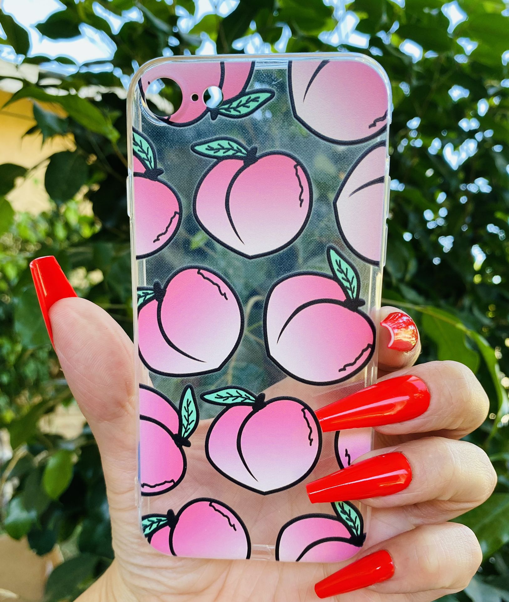 Brand new cool iphone 7, 8 or 2020 SE case cover rubber silicone peaches girls women cute pretty glitter fundas case