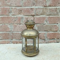 Vintage Big John Brass/Etched Glass Lantern 