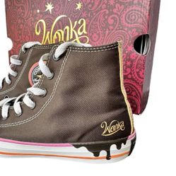 Converse Willy WONKA sz 1 Sneakers Chocolate Fountain Drip Brown High Top Kids Unisex Boys Girls EUC