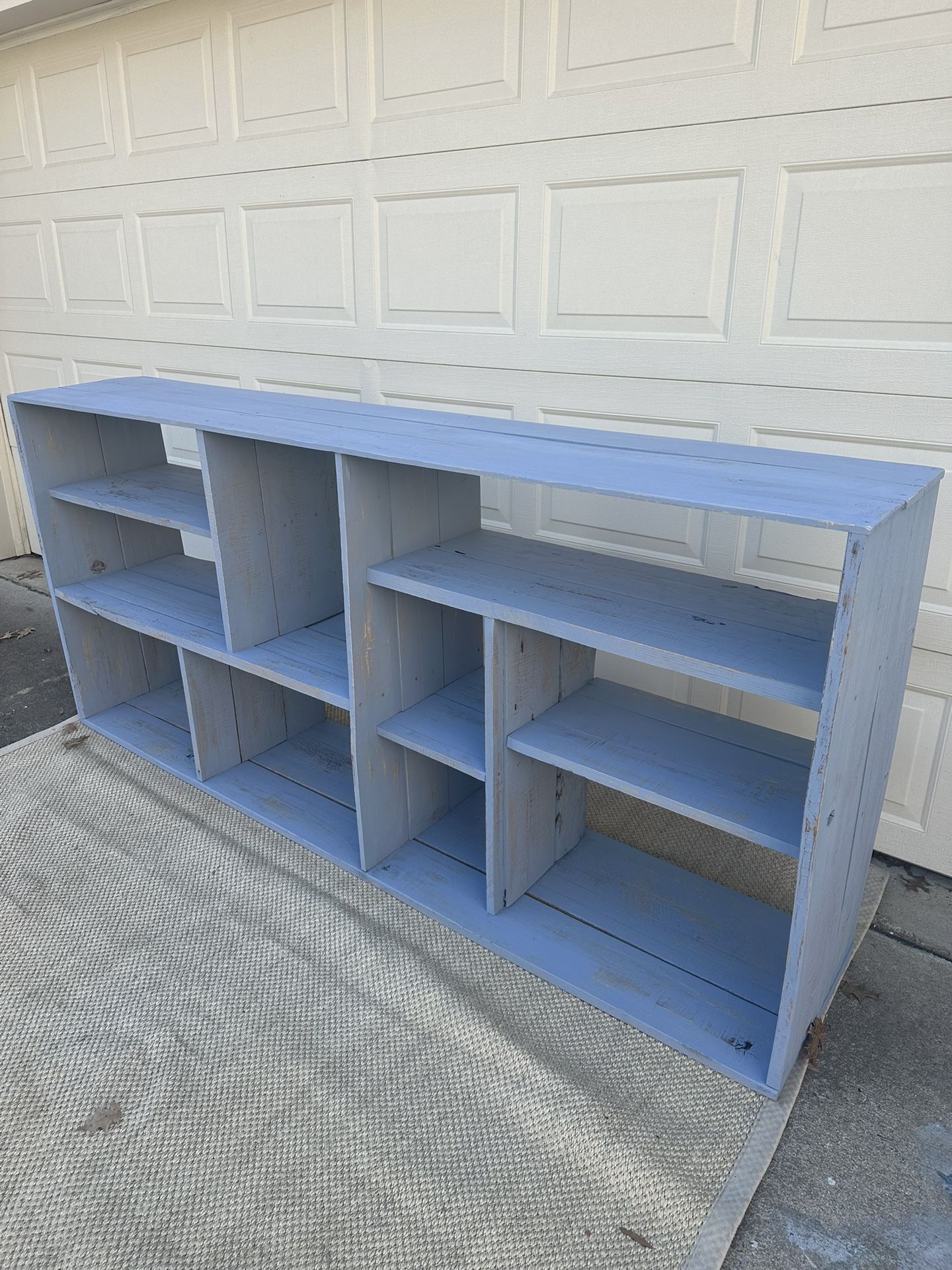 LARGE, MONUMENTAL & CHARMING! CUSTOM-DESIGNED RUSTIC SOLID WOOD OPEN SHELVES / CONSOLE / DISPLAY
