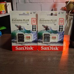 SanDisk Brand New Extreme Plus Microsdhc UHS-I CARDS With Adapter 32 Gb 100 Speed Sealed 