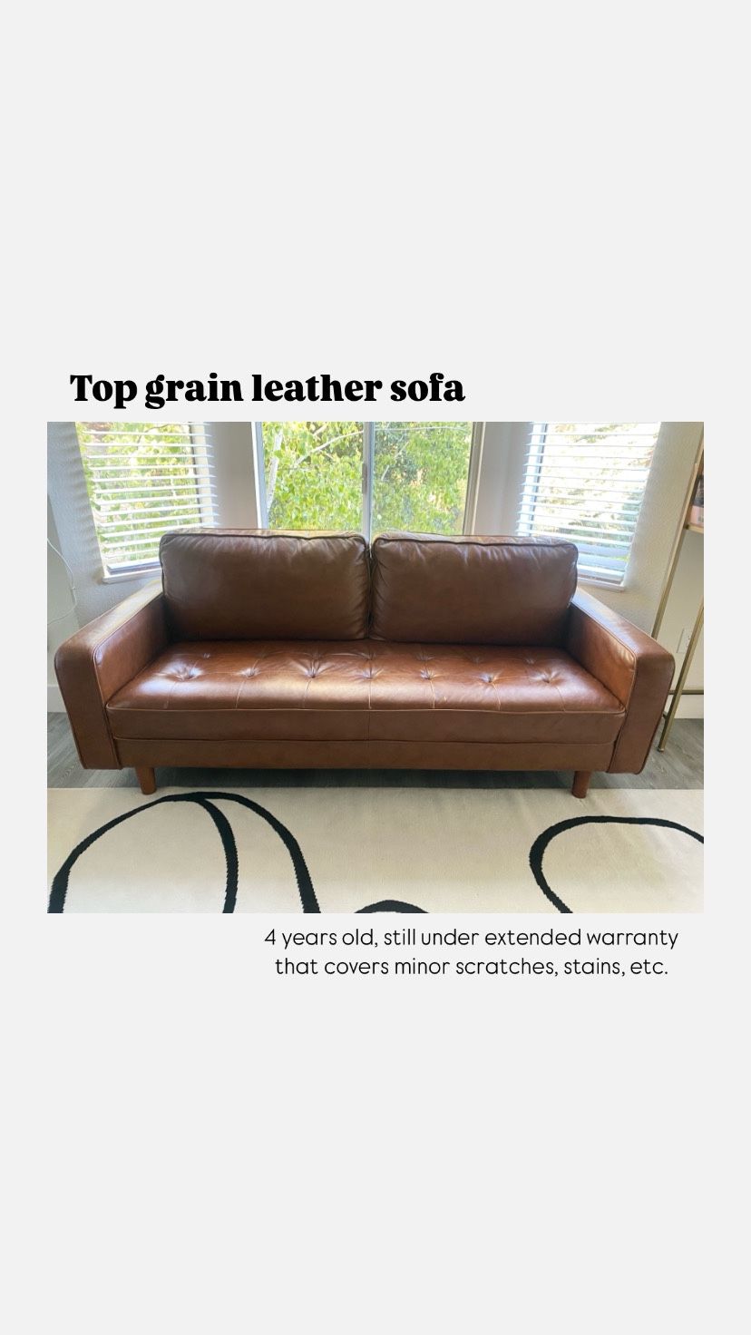 Top Grain Leather Sofa Couch - $1100 (OBO)