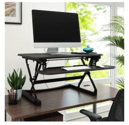 Black Height-Adjustable Standing Desk Converter