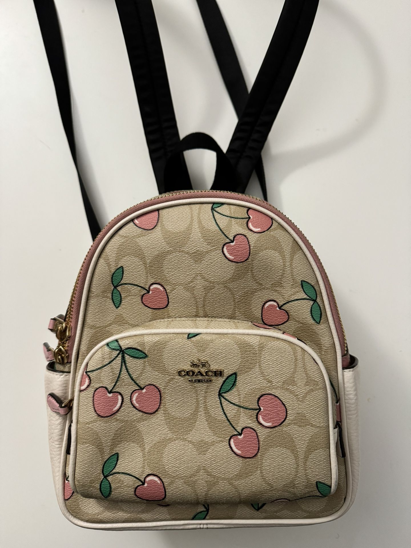Coach Mini Court Backpack With Cherry Heart Print