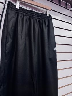 Baggy Adidas Black Track Pants with White Stripes