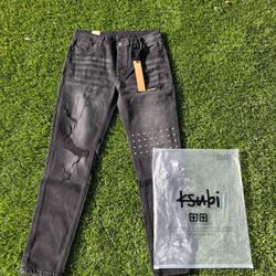 *NEW* BLACK/GRAY RIPPED KSUBI JEANS MEN
