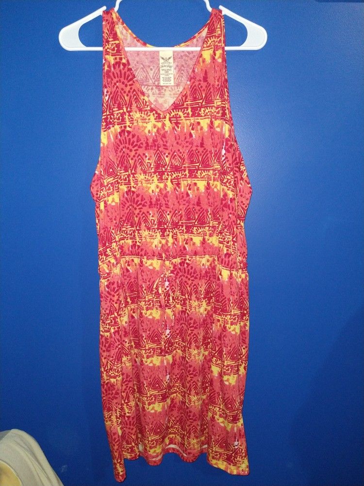 2xl Summer Orange Red And Yellow Dress