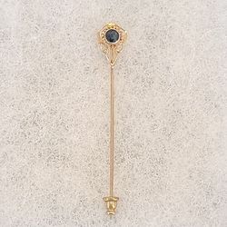 10 K Gold Pin With Blue Stone, 2.5" , 1.46 g