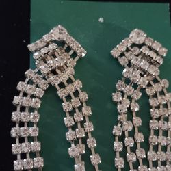 Rhinestone Dazzling Long Earrings 
