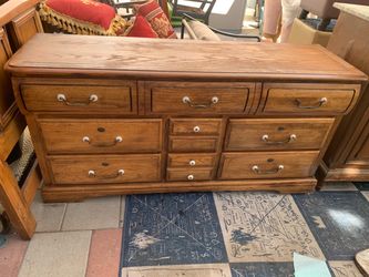 Vintage 9 Drawer Oak Wood Dresser $190 OBO!