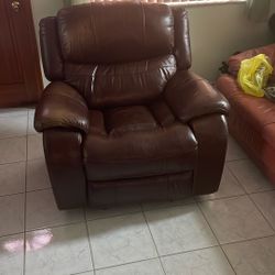 Brown Leather Recliner Rocher 