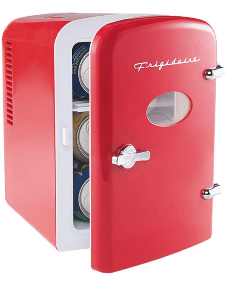 Frigidaire EFMIS129-RED Mini Portable Compact Personal Fridge Cooler, 4 Liter Capacity Chills Six 12 oz Cans, 100% Freon-Free & Eco Friendly, Includes