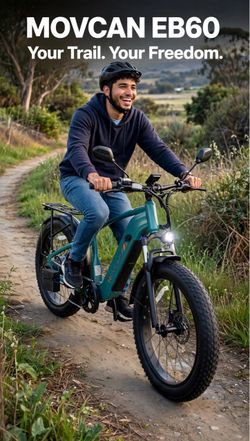 MOVCAN EB60 Fat Tire Electric Bike | Peak 2500W | Up to 35 MPH ⚡ Peak 2500W motor power 🔋 48V 20.8Ah battery 🛣️ Advertised range up to 70 miles 🛞