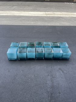 Aqua Blue Glass Pots (12)