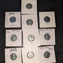 1943,1943 S, 1943 D Steel War Penny