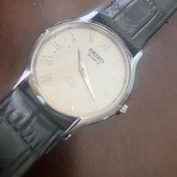 🔥Seiko Super Slim Vintage Men's Leather Dress Watch RARE🔥