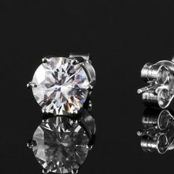 925 Sterling Silver Lab Diamond Earrings  NEW