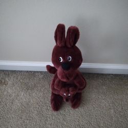 Burgundy Kangaroo And Joey In Pouch 13" Stuffed Animal