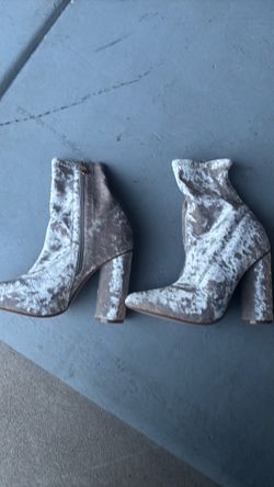 White velvet heels
