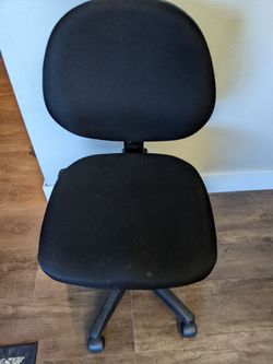 Low Back Armless, Rolling Desk Chair with Back Support, Adjustable Height, 360 Swivel, Black Fabric