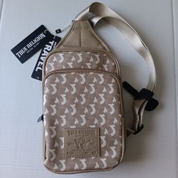 True Religion Men’s Monogram Sling Bag Leather Beige