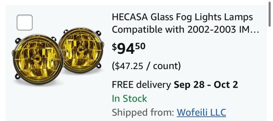 Glass Fog Lights Lamps Compatible with 2002-2003 IMPREZA RS/WRX Pair Yellow; Compatible with 2002-2003 SUBARU IMPREZA RS/WRX With Halogen bulbs; Repla