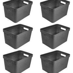 New Set of 6 Glad Plastic Storage Basket Set Vented Bins Handles Organizer Boxes 4 Gallon