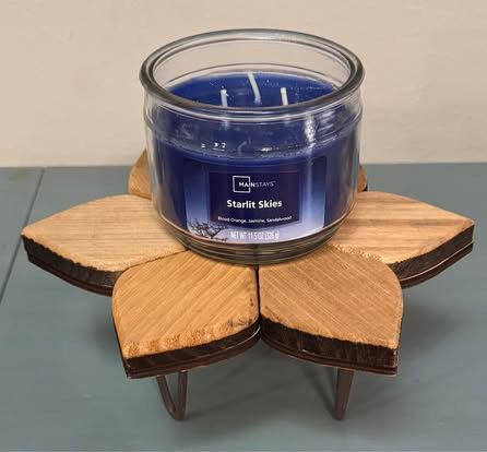 Candle and Wooden Flower Plant/Candle Stand $7 for All 