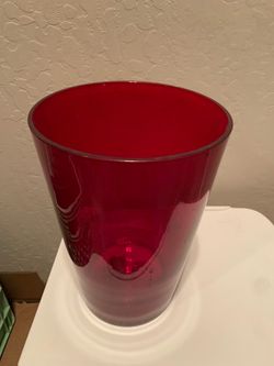 Large Christmas Vase or Red Glass Waste Can