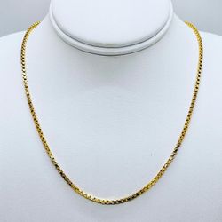 16” 0.5mm 14k Solid Gold Box Link Necklace