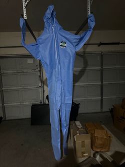Blue Disposable Hooded Coverall Suit