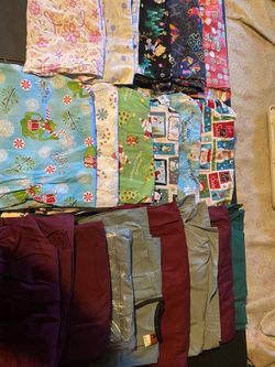 C .. Lot of Scrubs with Prints .. Tops and Bottoms