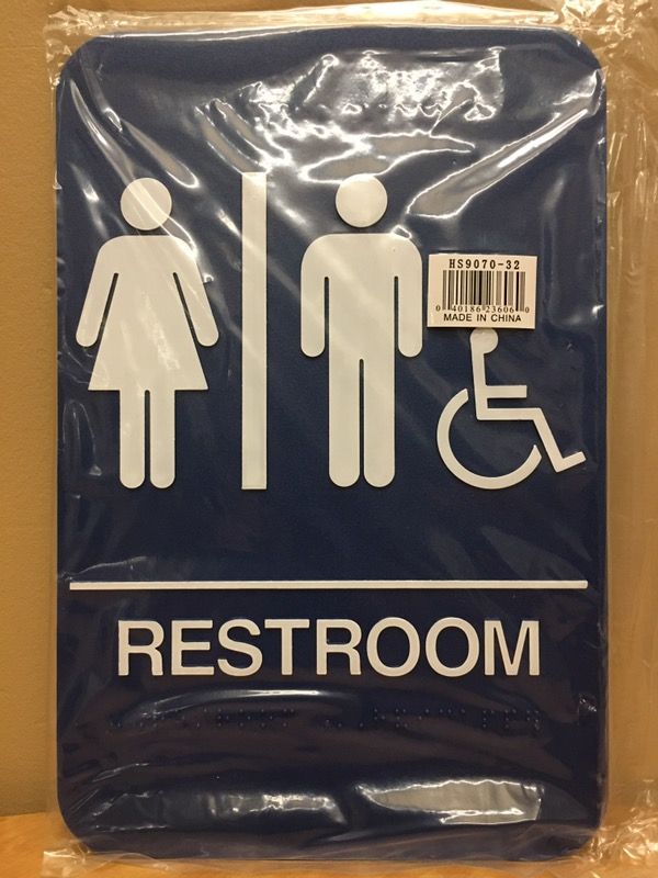 Blue Unisex Handicap Rest Room Signs (6x9)