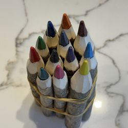 Hand-Carved Wooden Colored Pencil Set /  12 Unique Colors/ New Pencils 