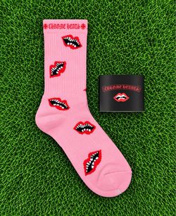 Pink Chrome Heart Socks