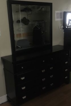 Dresser w/Mirror & Queen Size bed with Headboard