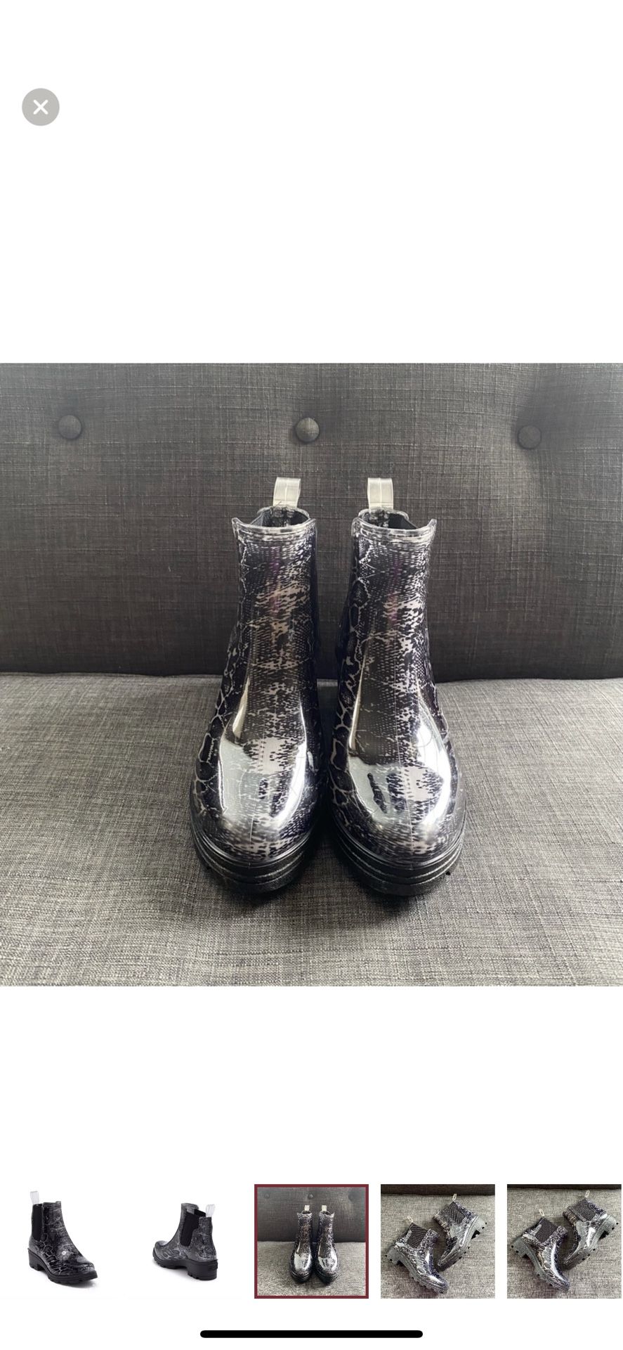 Seven7 | Black Snake Print Halifax Chelsea Rain Boots