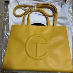 Teifar Medium Size Yellow Shopper Solid Color Vegan Leather