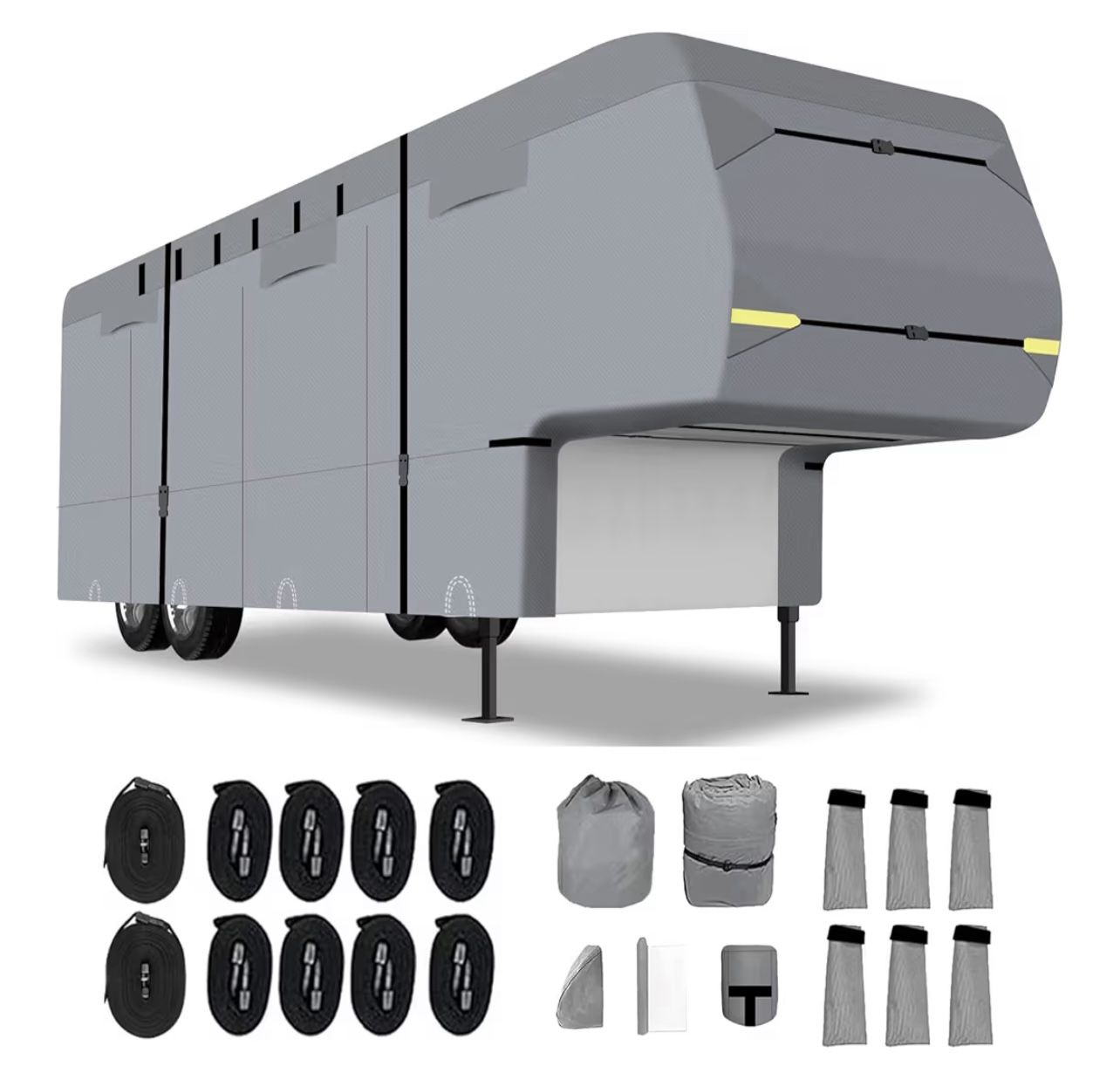 5th Wheel RV Cover-Upgraded 7Layers Heavy Duty RV Cover 23-26’ Camper RV Cover Breathable,Waterproof Anti-UV Windproof Winter Camper Cover with Tongue